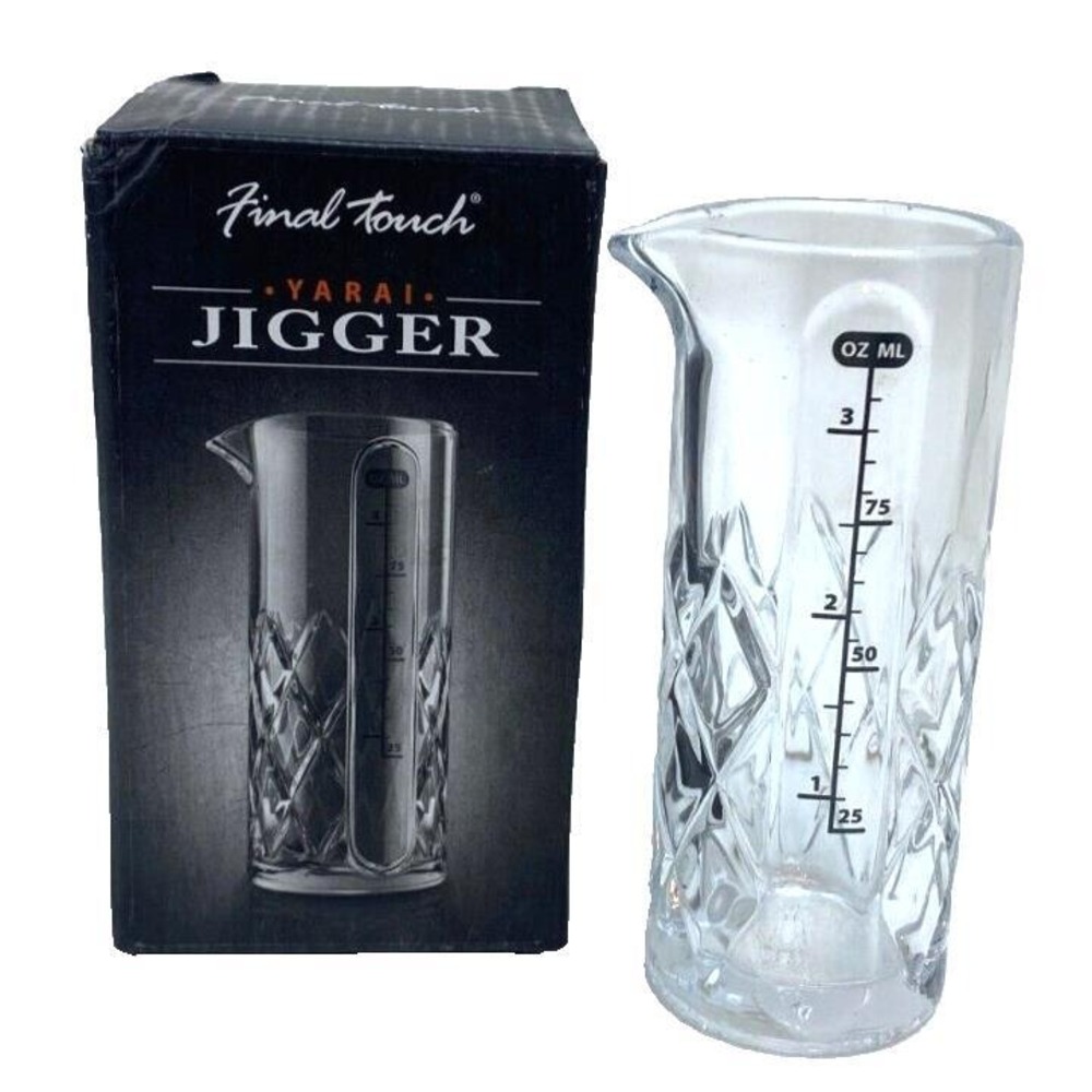 Final Touch Jigger Japanese Yari Glass Pattern NEW‎